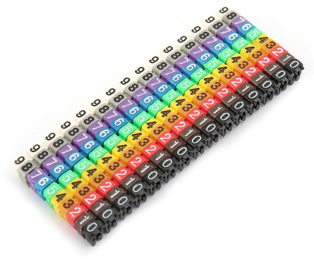 Dailygoods - Cosensi - Dailygoody - Kabelmarkeerder - 150 Stuks - Kunststof - Nummer 0-9 - Voor Gekleurde Kabels - Geschikt voor 1.5 mm² Kabels