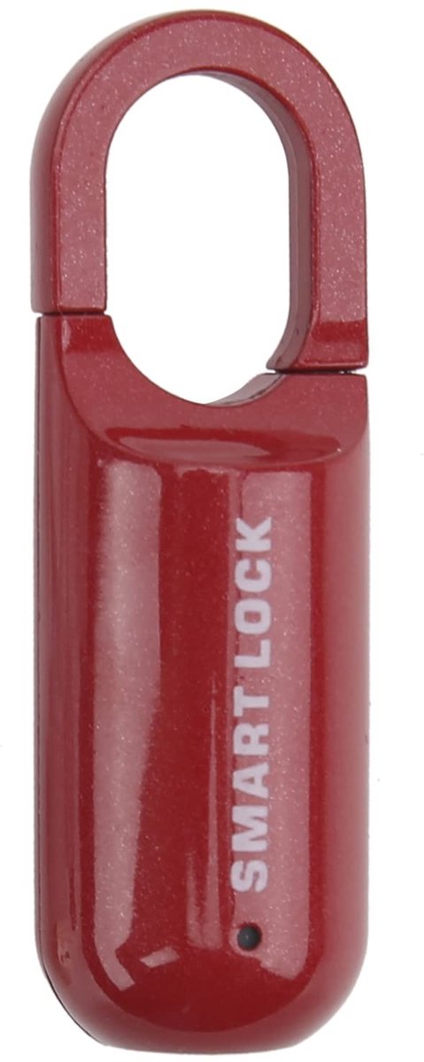Dailygoods - Dailygoody - Hangslot met vingerafdruk - Diefstalbeveiliging zonder sleutel - Rood - Oplaadbaar via USB - Geschikt voor deuren en kasten - Innovatieve.