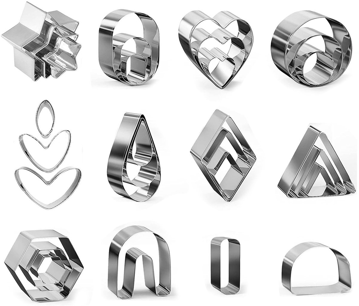 Dailygoods - Dailygoody - Polymeer Kleisnijders - Mini 30 Stuks - Roestvrij Staal - Cookie Cutters Set - DIY Gereedschap voor Sieraden en Decoraties - Creatief voo...