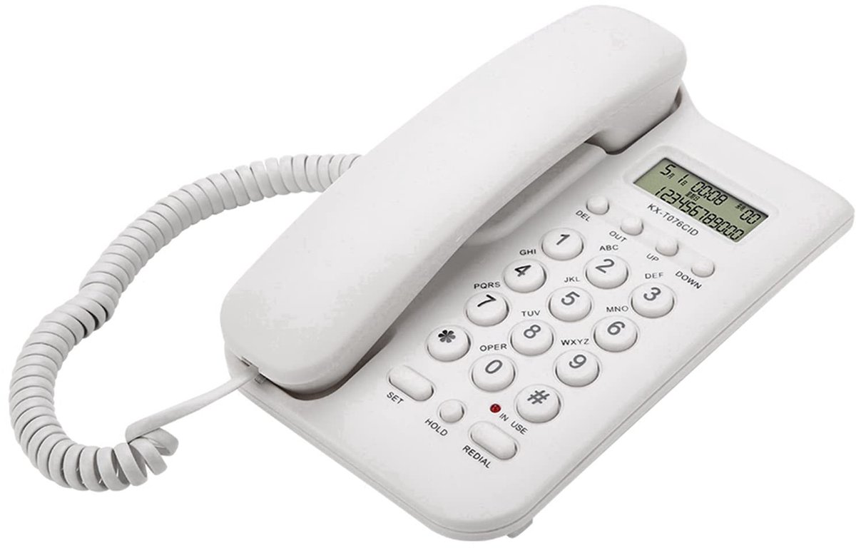 Dailygoods - Dailygoody - Home telefoon met kabel - Vaste telefoon voor kantoor - Eenvoudig te installeren - Wit - Geschikt voor thuis en hotel
