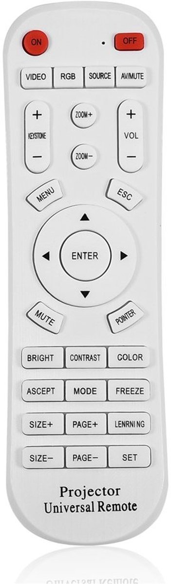 Dailygoods - Dailygoody - Universele Afstandsbediening voor Projector - Vervangende Controller - Duurzaam en Handig - Wit - Tot 10m Bereik - Ideaal voor Thuisbiosc