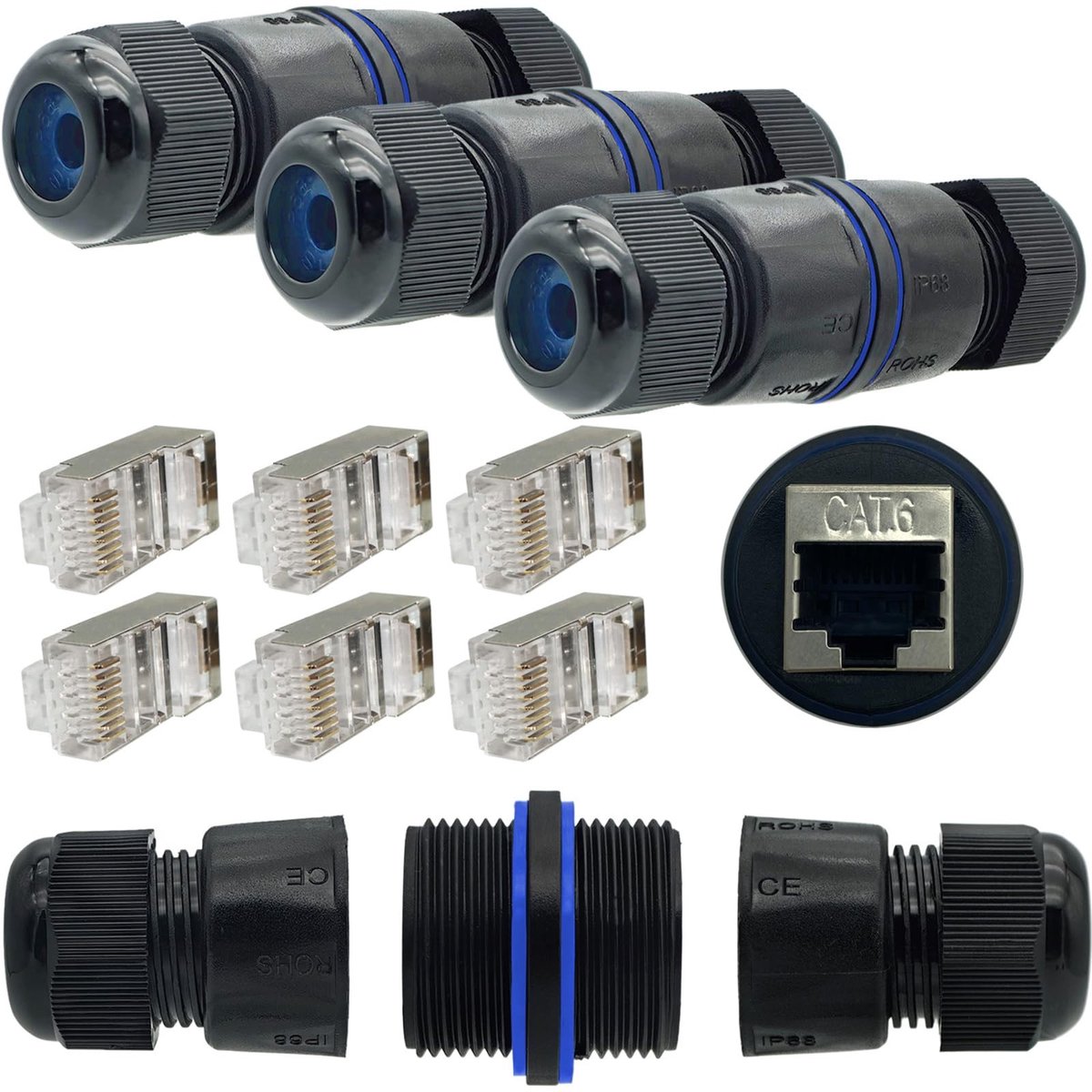 Dailygoods - Dailygoody - RJ45-koppeling - Ethernet-connectoren - Geschikt voor buiten - Vrouwelijk naar vrouwelijk - Kristalkoppen - Netwerkextender voor CAT.6E/C
