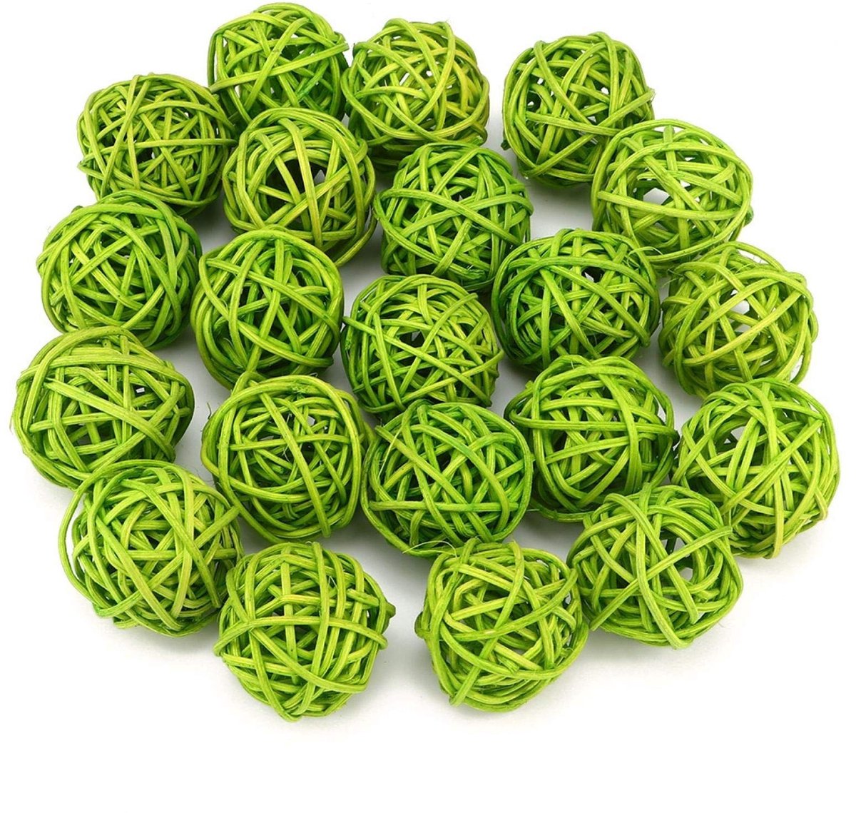 Dailygoods - Dailygoody - 20 Stks Rotan Ballen Muur Opknoping - Decoratie voor Parkieten - Geel - Ambachten DIY Accessoires - Unieke sfeer voor je interieur - Gesc