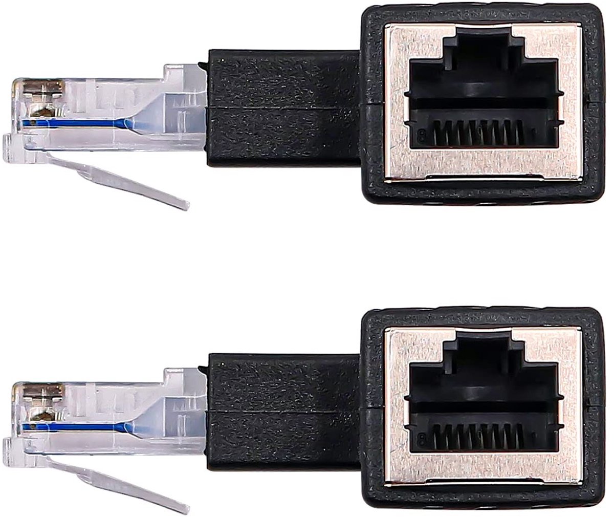 Dailygoods - Dailygoody - RJ45 Male naar Female Adapter - Cat5e/Cat6 Ethernet Connector - 90 Graden - Netwerkverbinding - Internetkabel - Geschikt voor thuisgebrui