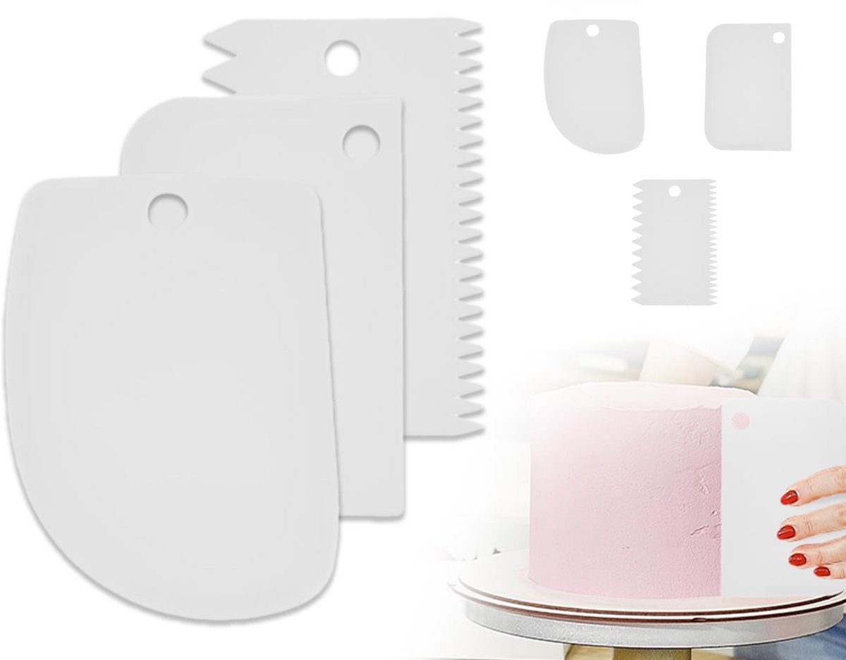 Dailygoods - Dailygoody - 3-delige set deegschraper - Deegsnijder en crèmeschraper - Perfect voor bakken - Wit - Keuken gereedschap - Ideaal voor taarten