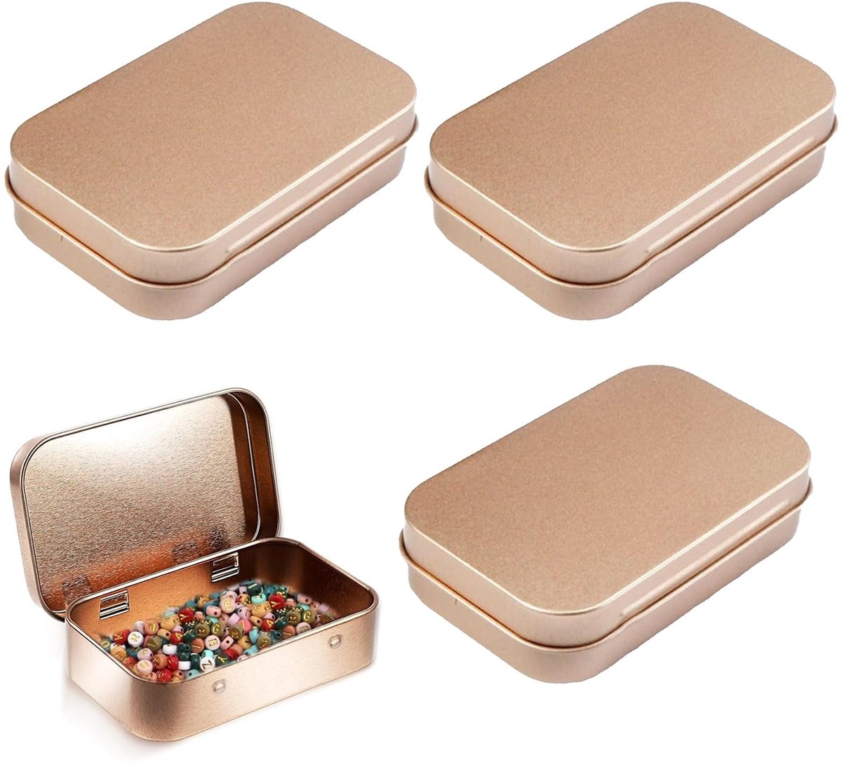 Dailygoods - Dailygoody - Opbergdoos - 3-delige Roze Gouden Doos - Handige Opbergoplossing - 9,5 x 6 x 2 cm - Met Deksel - Perfect voor Sieraden - Geschikt voor Th...