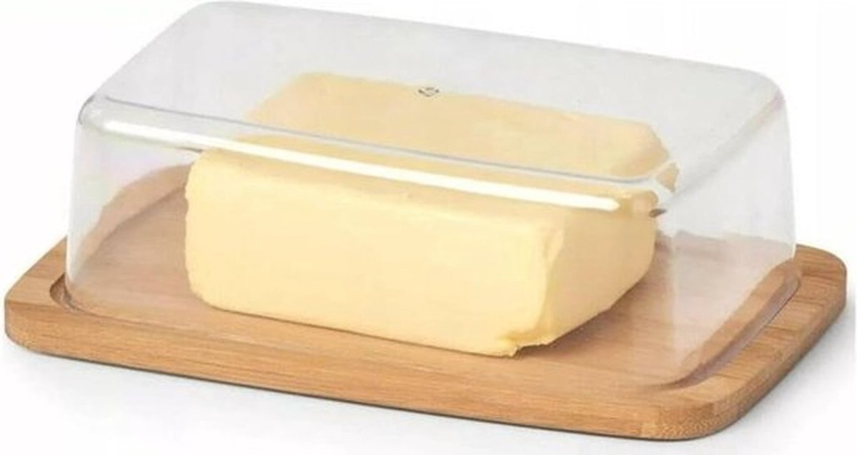 Boterschotel Plastic Bamboe Dienblad - Transparant - Keukenaccessoires