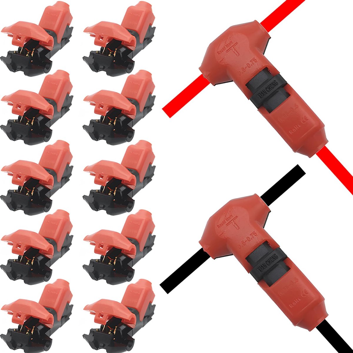 Dailygoods - Dailygoody - T-connector laagspanning - 1-polige kabelverbinder - waterdicht en stofdicht - eenvoudige installatie - voor ledbanden - 10 stuks