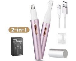Parvale® Neustrimmer Vrouwen en Mannen 2 in 1 - Wenkbrauw trimmer - Neushaartrimmers - Neushaartrimmer Heren - Neushaartrimmers Vrouwen - Oortrimmer - Neustrimmer Oplaadbaar - Neustrimmer Dames