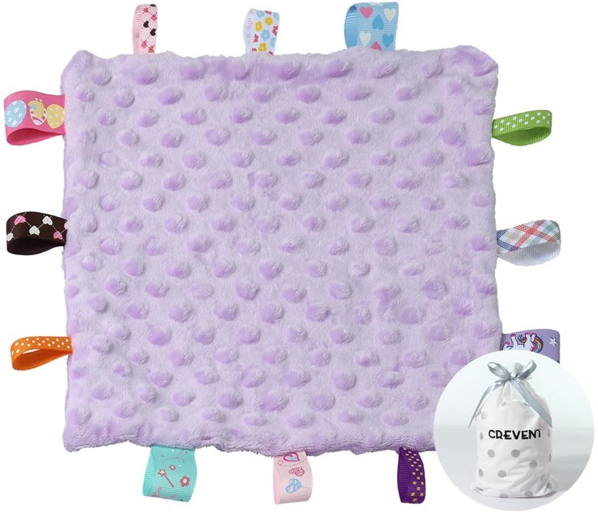 Dailygoody - Knuffeldeken - Zacht knuffeldoekje - Sensorisch troostdekentje - Paars - Baby knuffeldoek - Uitstekend voor babyshowers - 24,5 x 24,
