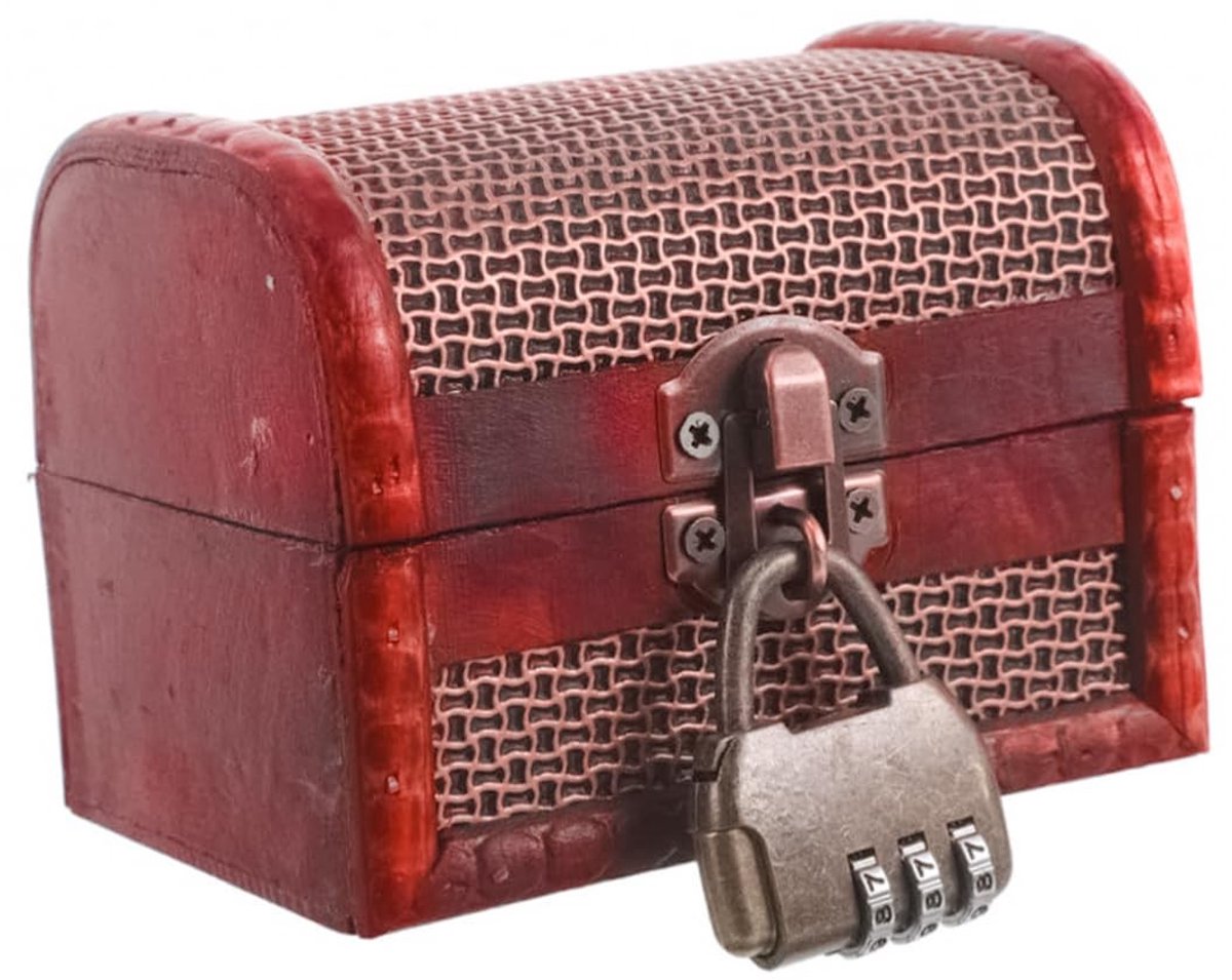 Dailygoods - Dailygoody - Vintage Houten Schatkist - Antieke Mini Opbergdoos voor Sieraden - Met Slot - Perfect voor Bewaren van Souvenirs - Decoratief en Function