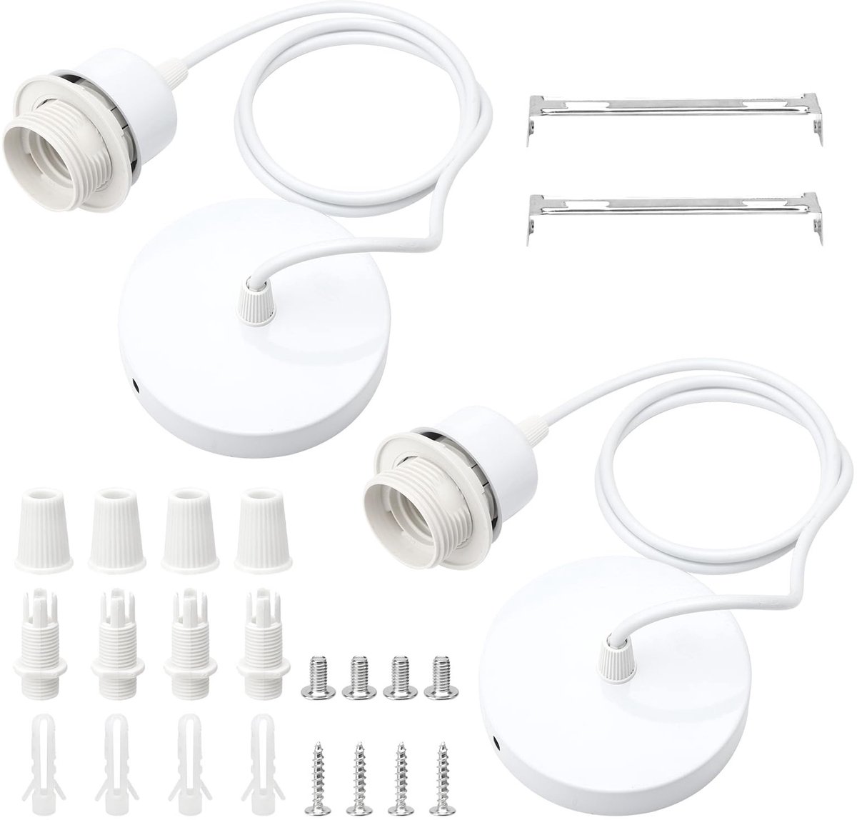 Dailygoods - 2 Stuks E27 Lampenophangingen met 100 cm Lampenkabel voor Pendellampen