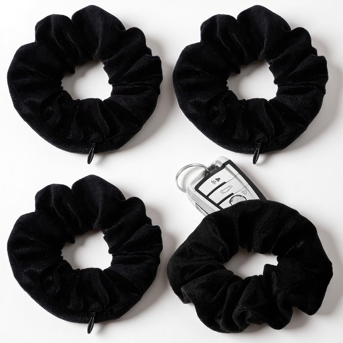 Dailygoods - Fluwelen Haarelastiekjes met Ritssluiting - 4 Stuks