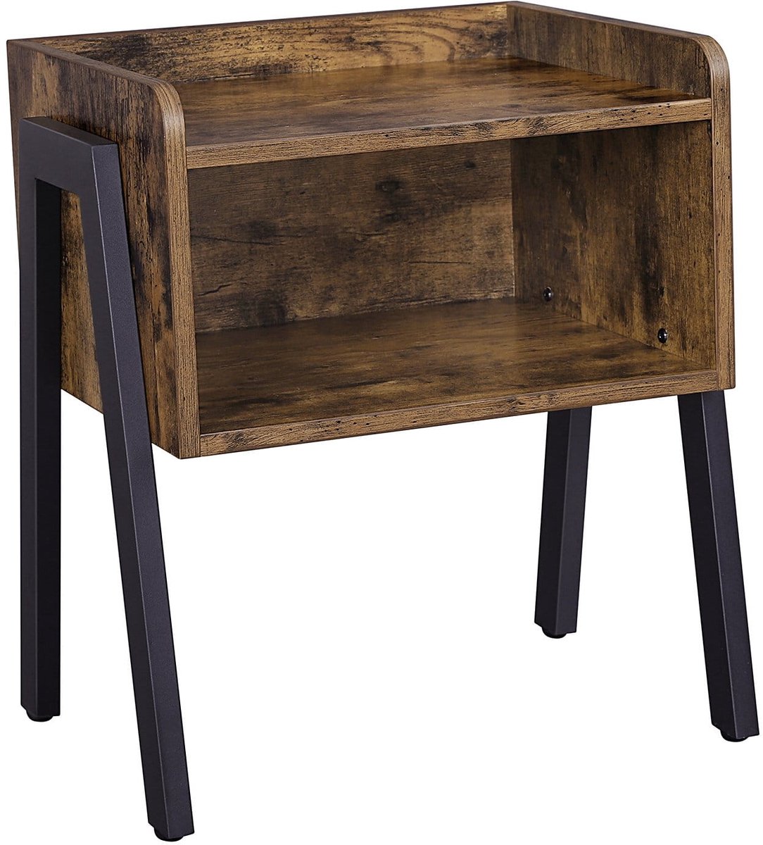 Nachtkastje - Industrieel design - Rustiek bruin met zwart