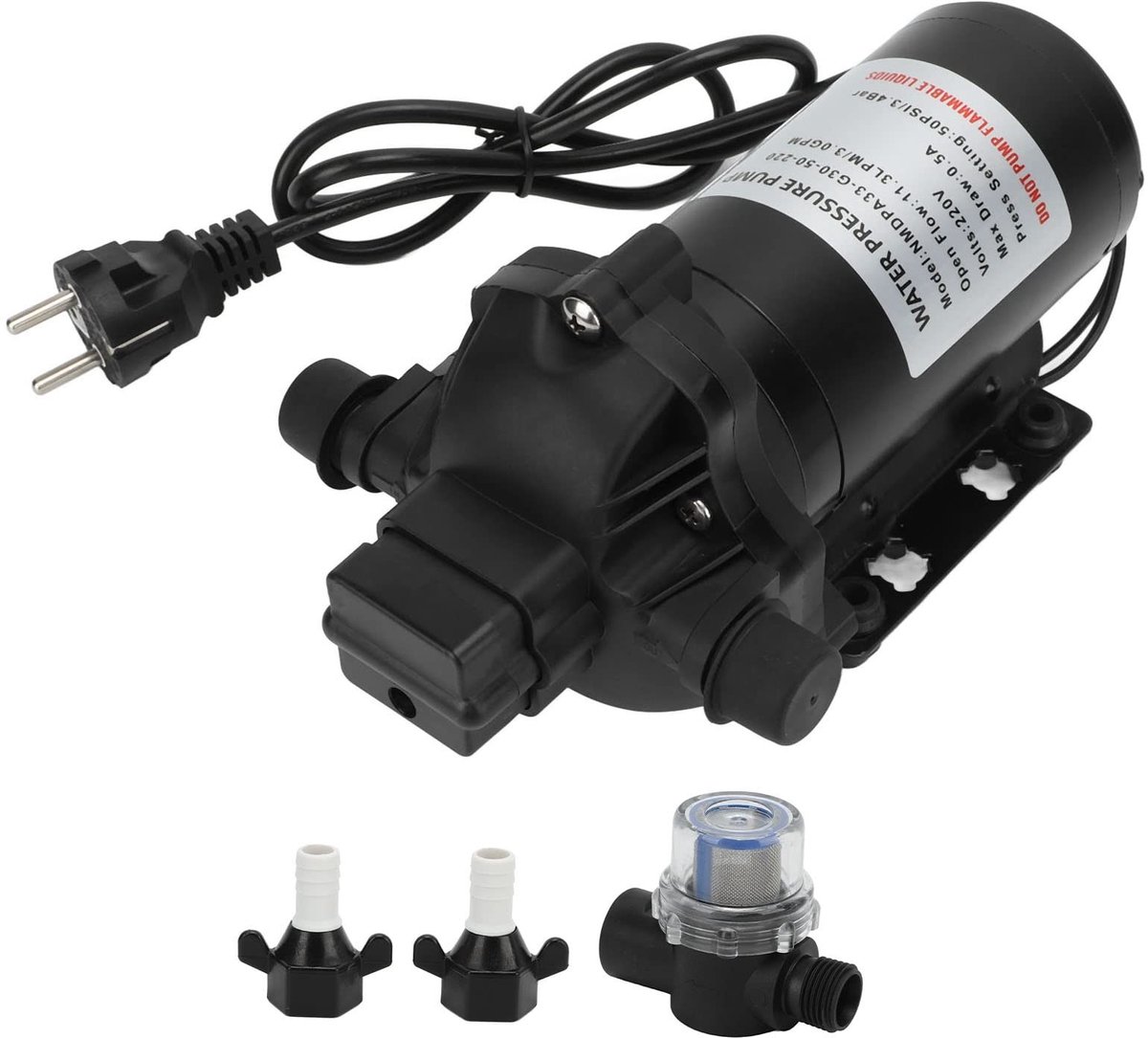 Dailygoods - Dailygoody - Water Membraanpomp - Zelfaanzuigende Waterpomp - 220V 11.3LPM 50PSI - Ideaal voor Boot en Caravan - Perfect voor Automatisch Gebruik