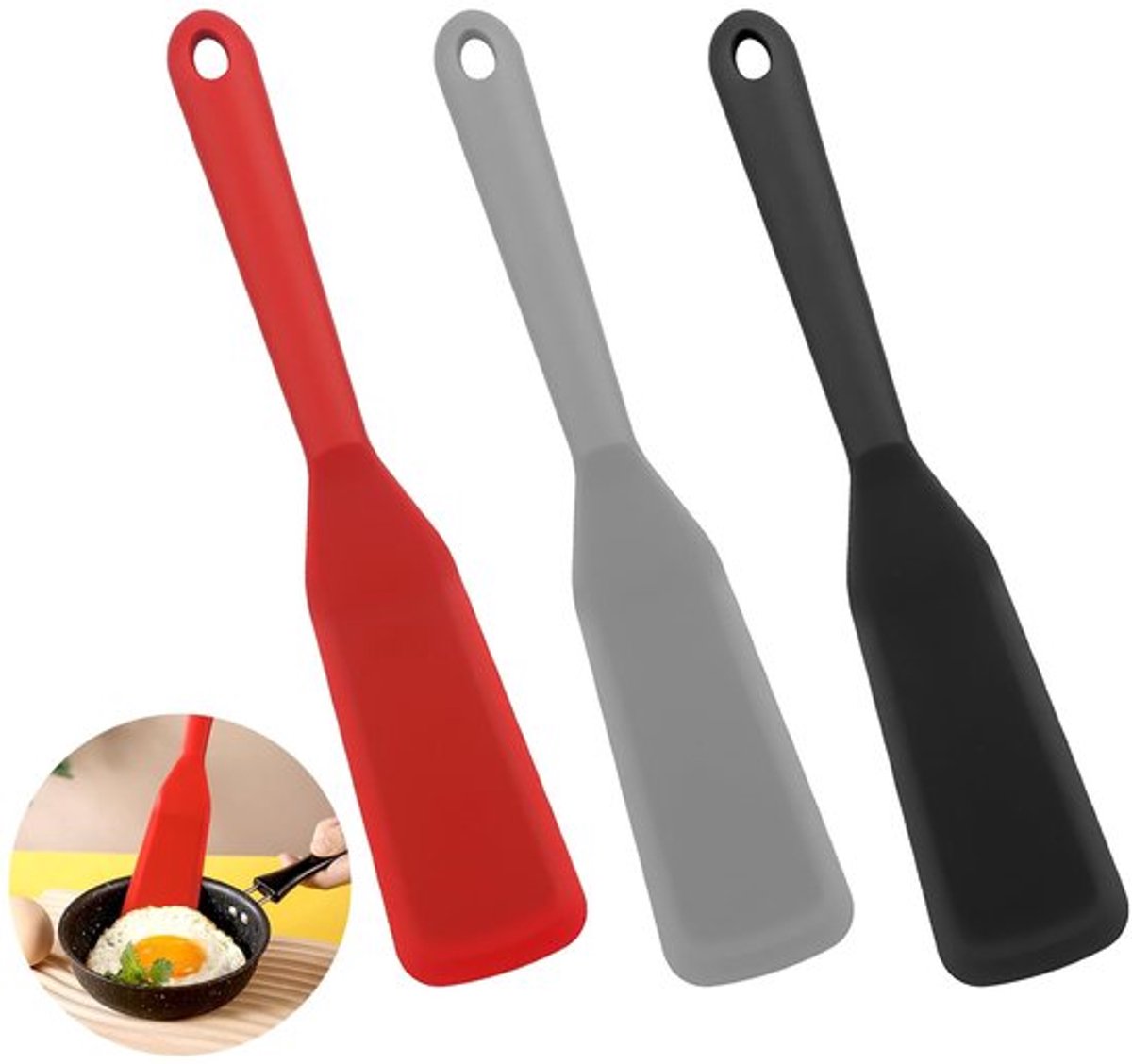 Siliconen Keukenspatels - Hittebestendig en Multifunctioneel - 3 Stuks - BPA-vrij en Vaatwasserbestendig - Ideaal voor Bakken en Koken - G...
