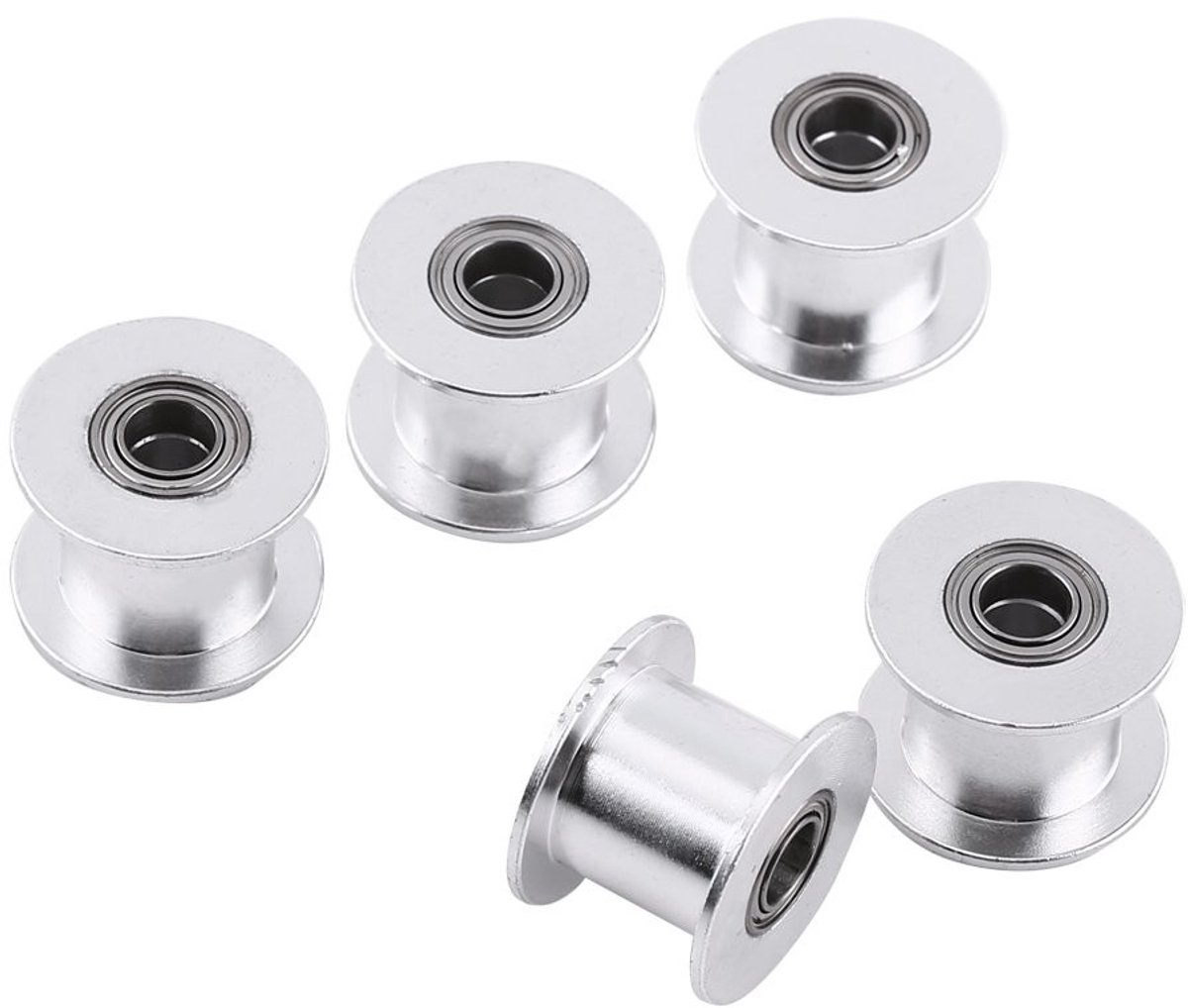 Dailygoods - Dailygoody - Kit Van 5 Stuks Katrollen Zonder Tand - Synchrone Distributieriem - 10 Mm Voor 3D-Printers - Aluminium - Perfect Voor 3D-Printerprojecten