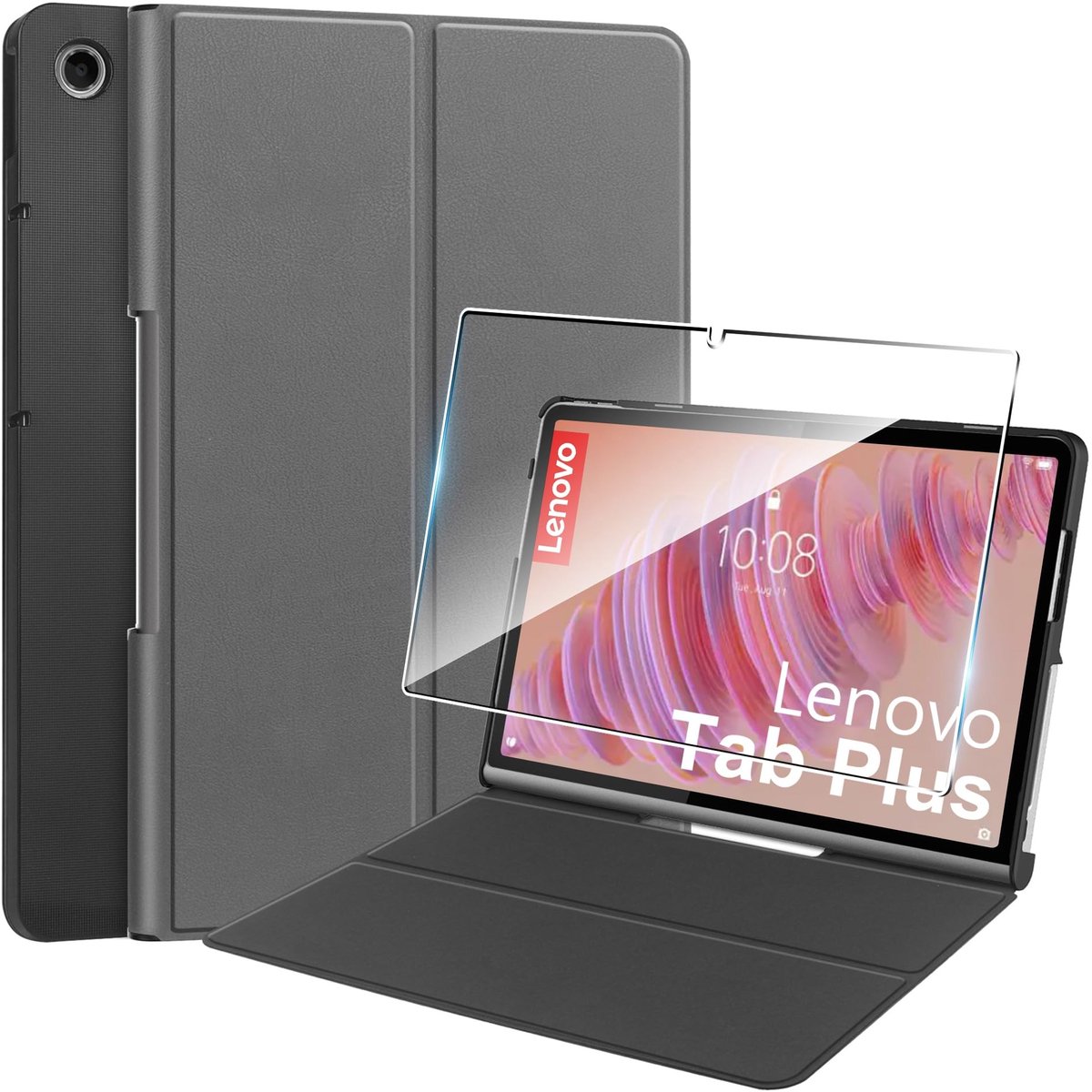 Dailygoods - Dailygoody - Beschermhoes voor Lenovo Tab Plus - Gehard glas - Ultradun en schokbestendig - Grijs - Flexibel TPU - Geschikt voor Redmi Pad Pro 12,1 inch