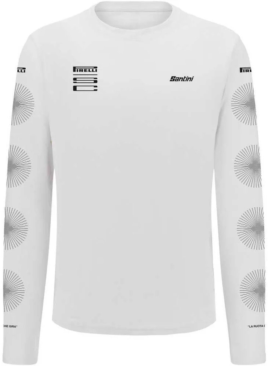 Santini Pirelli Wheel T-shirt Met Lange Mouwen Wit