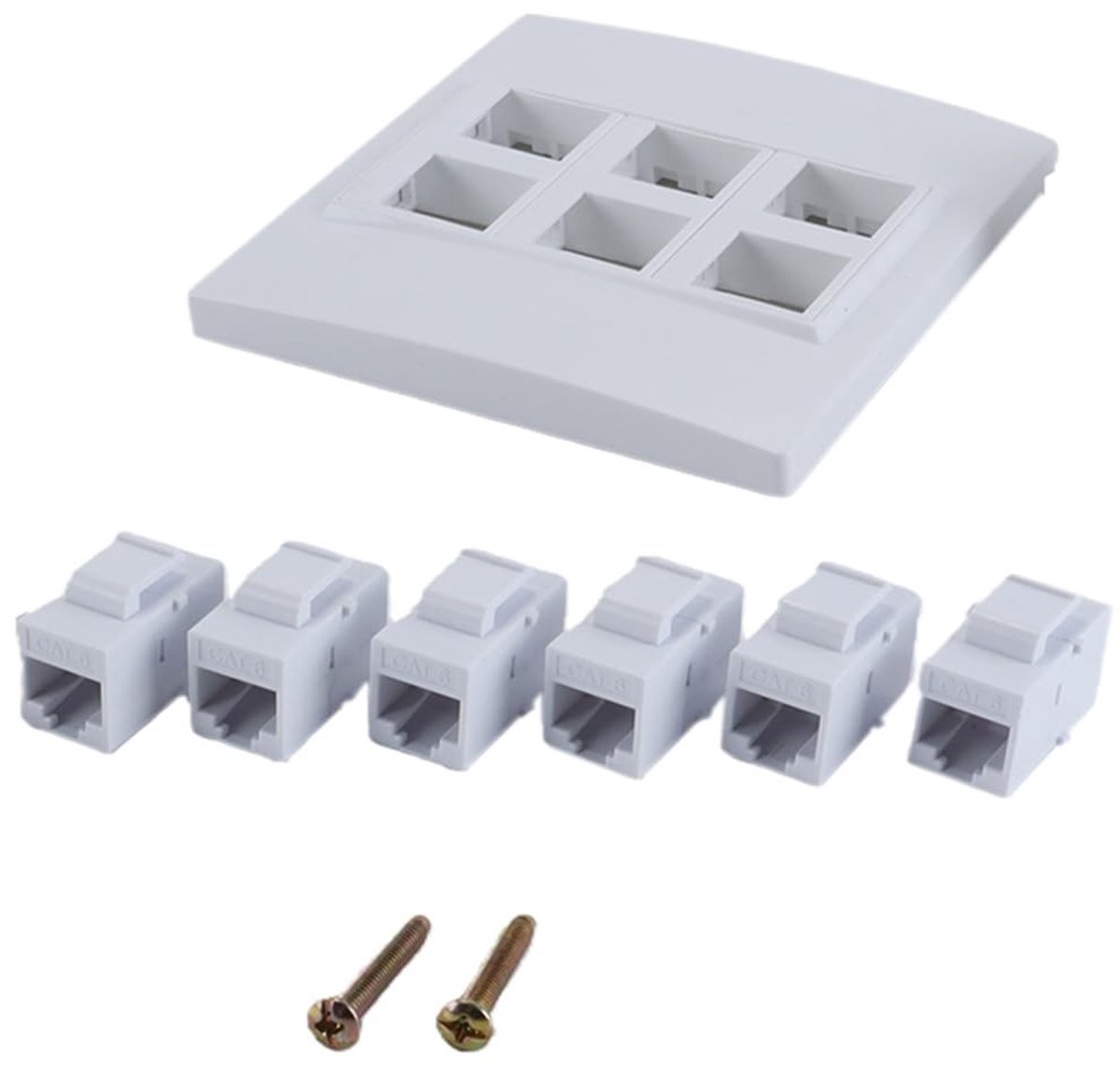 Dailygoods - 6-Poorts CAT6 Ethernet Wandplaat