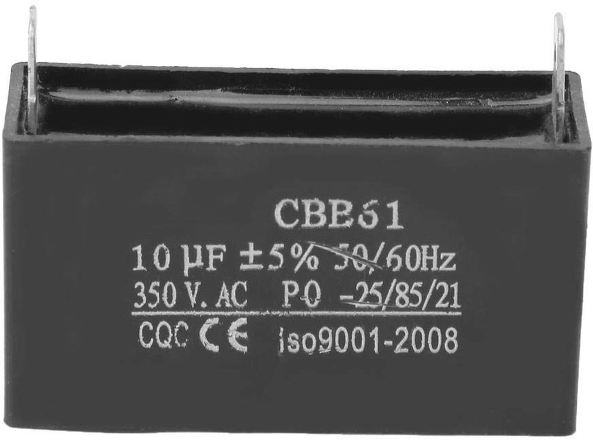 Dailygoody - CBB61 Condensator - Startcondensator Ventilatormotor - 350VAC 10UF - 2 Pin - Compact en Praktisch - Voor Ventilators en Motoren