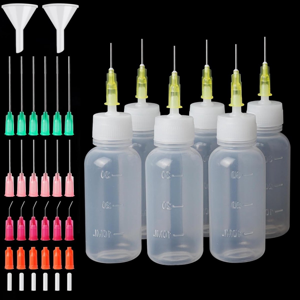 Set van 6 Precisie Naaldflessen 30ml - Perfect voor Lijm, Olie en Acrylverf Applicatie