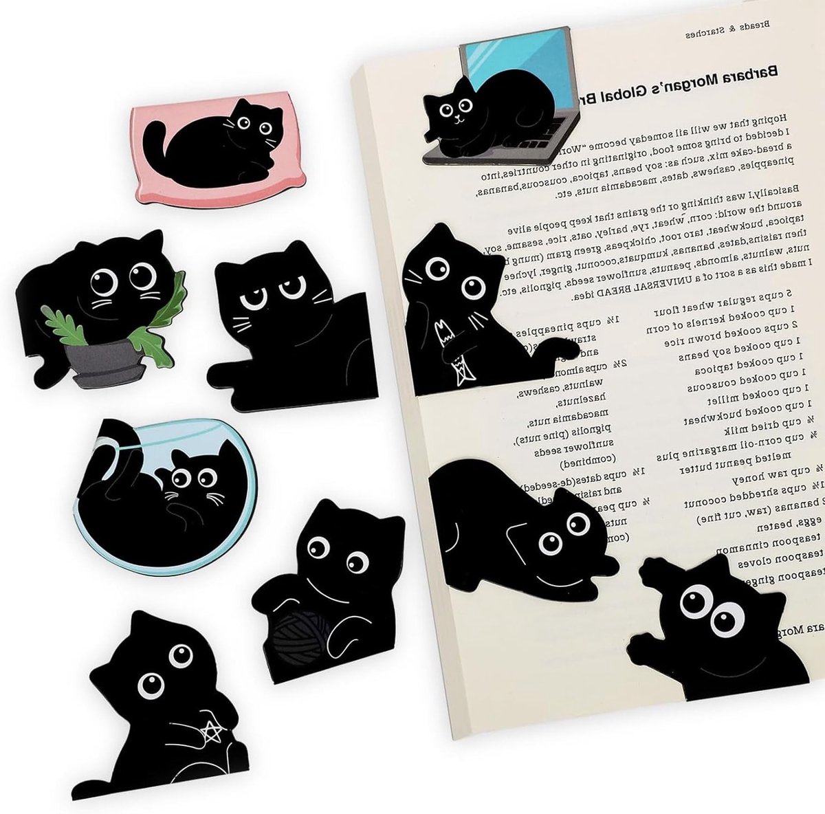Schattige Magnetische Boekenleggers voor Kattenliefhebbers - Set van 10 Zwarte Katten Boekenleggers voor Lezen en Cadeaus