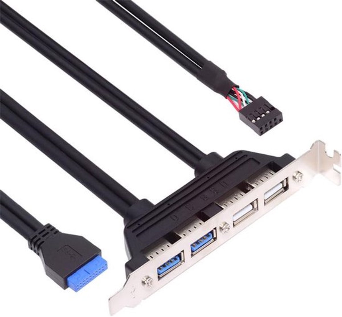 Interne USB Hub Kabel USB 2.0 & 3.0 naar Moederbord Header met PCI Beugel