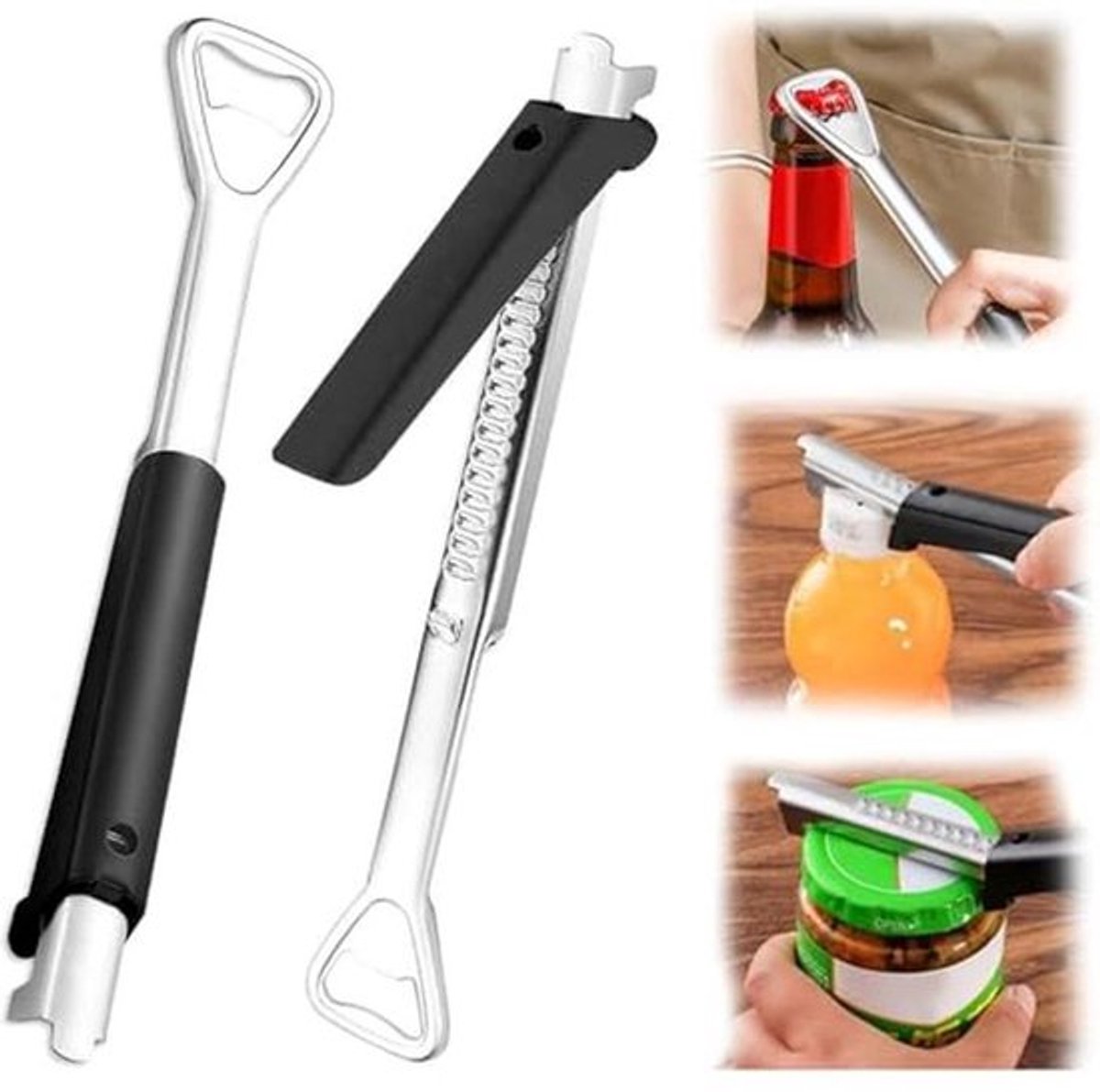 2-in-1 glasopener en flesopener voor senioren - Handige dekselopener voor potten en blikken
