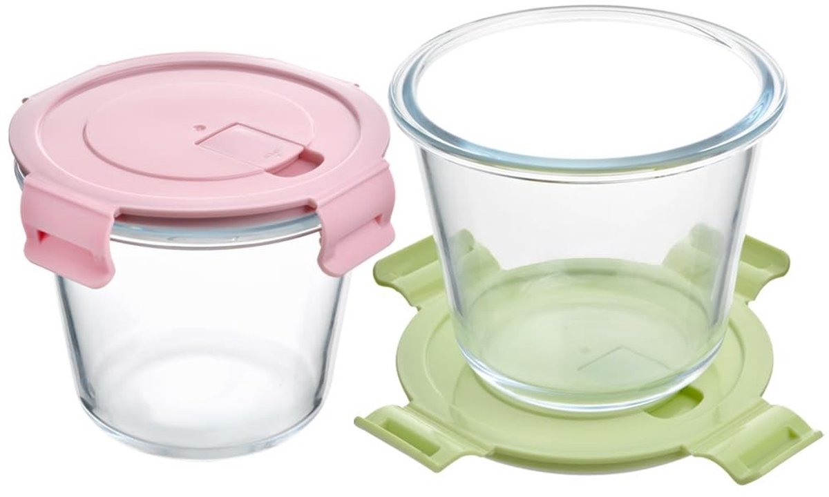 Dailygoody - Glass Container with Lid - Meal Prep - Hoogwaardige kwaliteit - Rond - Vershoudbakjes - Voor koelkast en oven - Set van 2