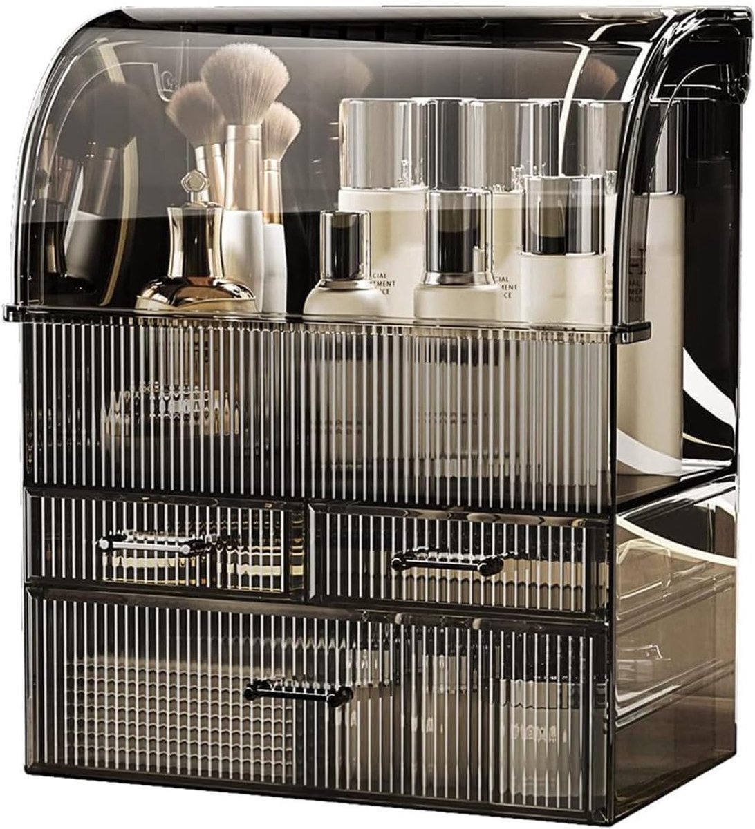 XL Hoge Capaciteit Make-up Organizer met 3 Lades en Waterdichte Deksel voor Cosmetica en Huidverzorging, Ideaal voor Badkamer en Kaptafel