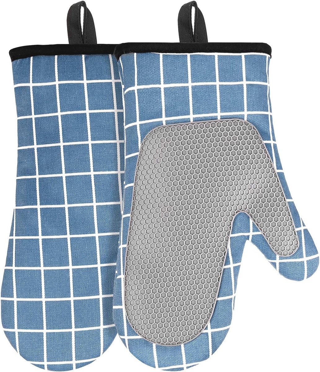 Hittebestendige ovenhandschoenen van silicone met katoenvoering en antislipoppervlak voor veilig koken, bakken en barbecueën