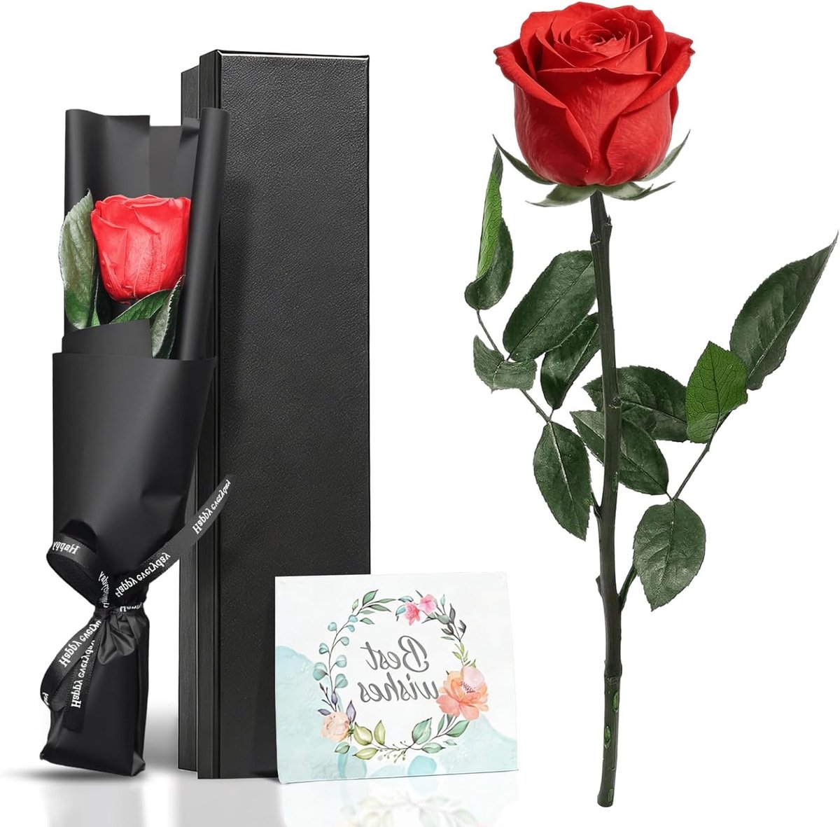 Eindeloze Rode Roos in Cadeaubox, Echte Bewaarde Roos met Steel, Duurzaam Bloemen Geschenk voor Vrouwen en Moeders, Perfect voor Verjaardagen, Jubilea en Valentijnsdag