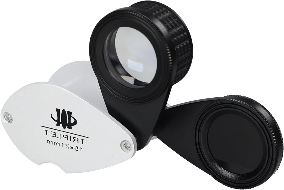 15x Vergrootglas met Jadeite Filter - 2-in-1 Opvouwbare Loupe voor Sieraden, Edelstenen en Collectors met 21mm Lensdiameter