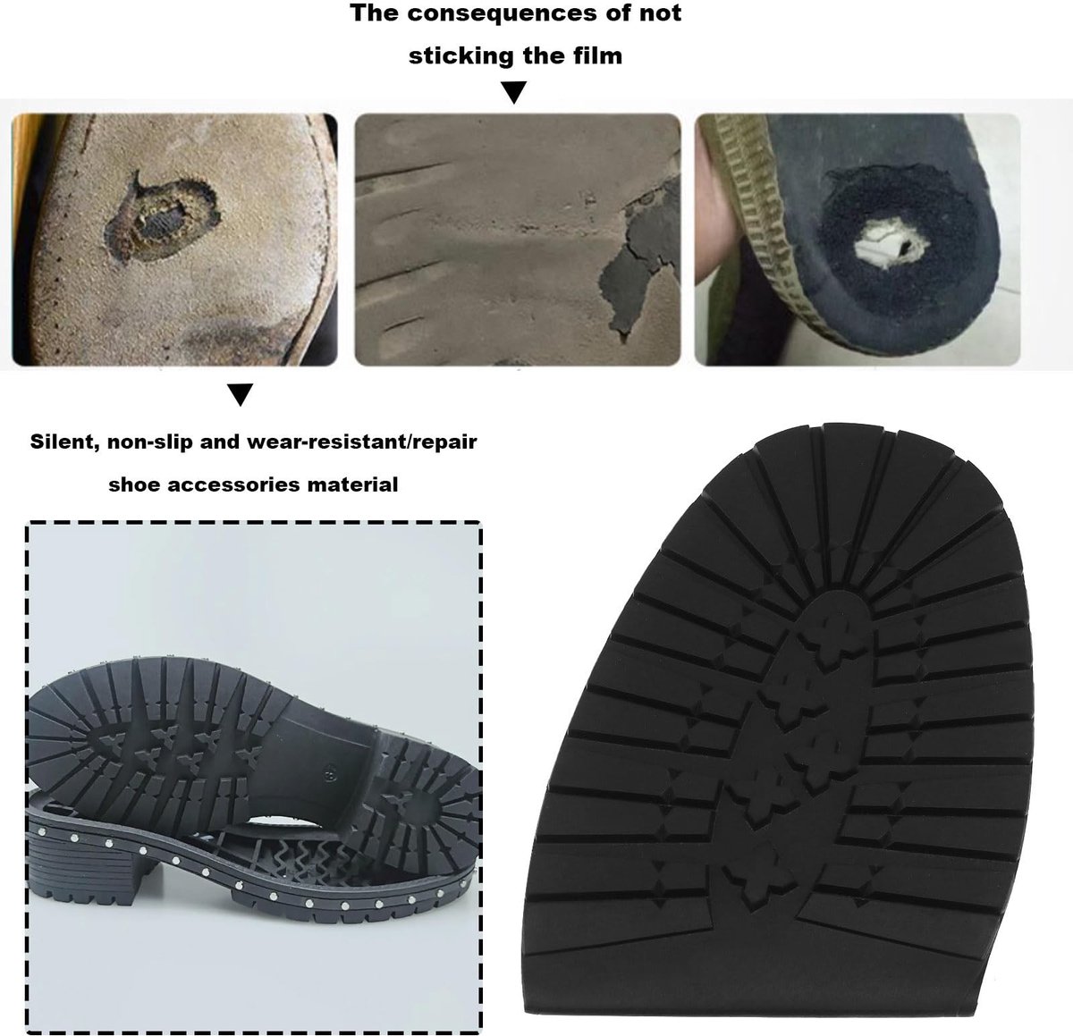 Dailygoods - Dailygoody - Rubber Schoen Zolen - Duurzaam - Anti-Slip - Zwart - Slijtvastheid - Bescherming voor Schoenen - Geschikt voor Heren
