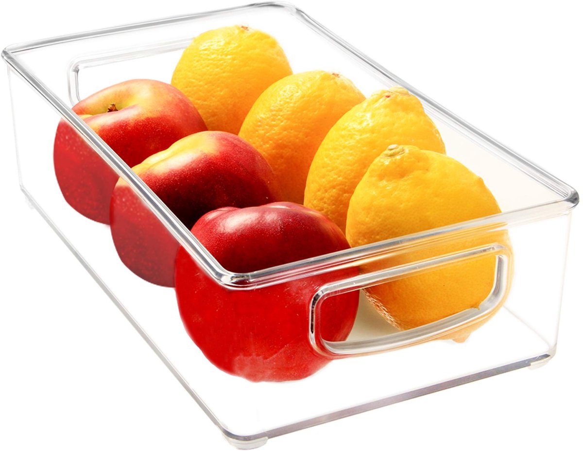Dailygoods - Dailygoody - Koelkast Bakken - Transparante Opbergbakken - Set van 4 - 25 x 15 x 8 cm - Keuken Organizer - Geschikt voor Vriezer en Voorraadkast