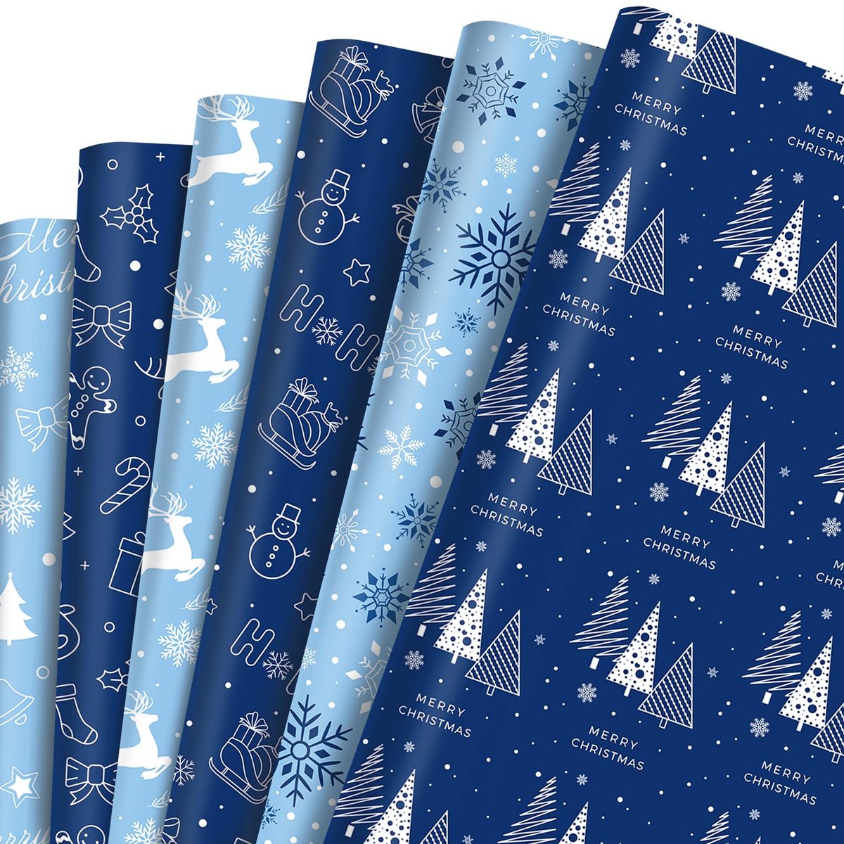 Dailygoods - Dailygoody - Cadeaupapier - Kerst Inpakpapier - Perfect voor Feestdagen - Blauw - DIY Ambachtelijk Cadeaupapier - Versieringen voor Kerstmis - Ideaal ...