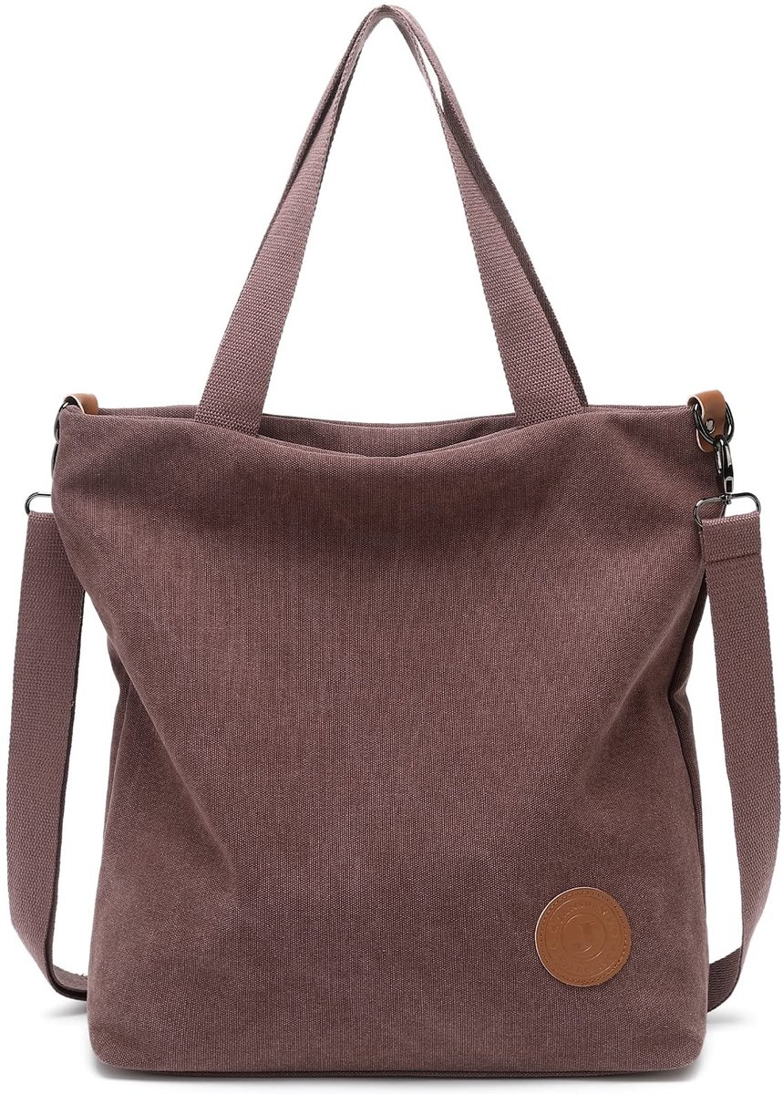 Dailygoods - Dailygoody - Dames Schoudertas - Grote Tote Handtas - Casual Vintage Stijl - Zwart/Grijs/Wijnrood/Koffie - Geschikt voor Reizen, School, Winkelen - 30...