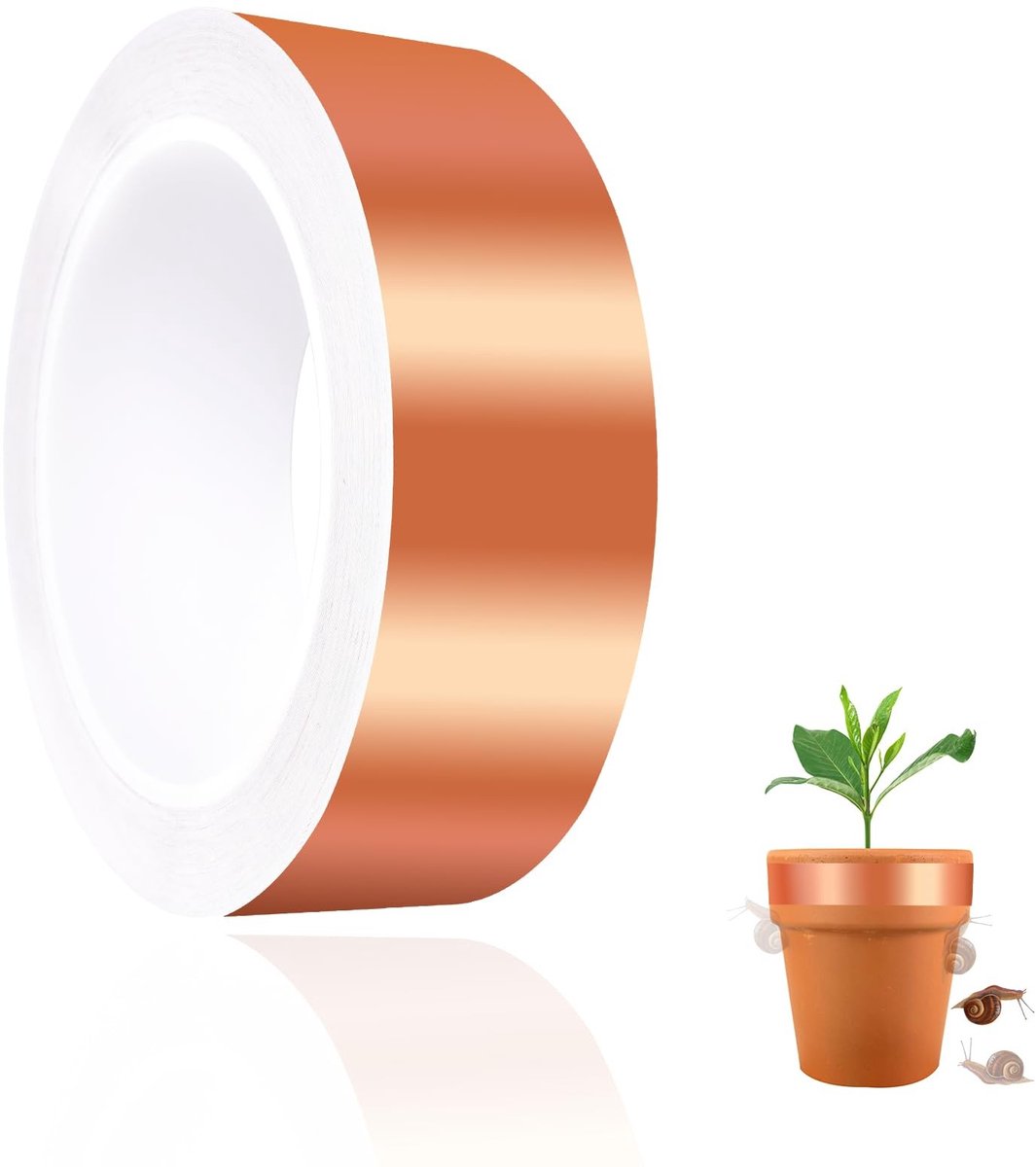 Dailygoods - Dailygoody - Koperband tegen slakken - Slakkenafweermiddel - Zelfklevend en effectief - 50 mm x 20 m - Slakkenbescherming - Perfect voor bloembedden e