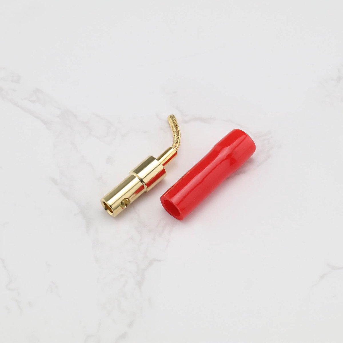 Dailygoods - Dailygoody - Banaan Plug Connector - 4 stuks - Premium kwaliteit - Rood Zwart - Gevlochten ontwerp - Geschikt voor luidsprekers en versterkers