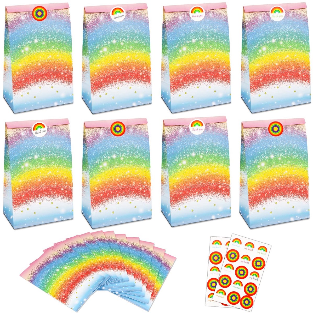 Dailygoods - Dailygoody - Geschenkzakjes - Cadeautjes voor kinderverjaardag - Feestzakjes - Regenboog - Gastgeschenken - 54 stuks - Geschikt voor meisjes
