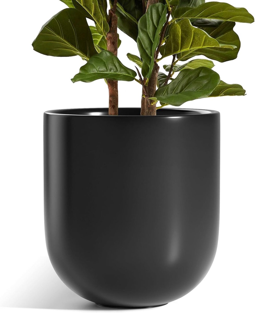 Grote keramische plantenpot van 30 cm voor binnen en buiten, met afwateringsgat en rubberen plug, ideaal voor tuin en kantoor