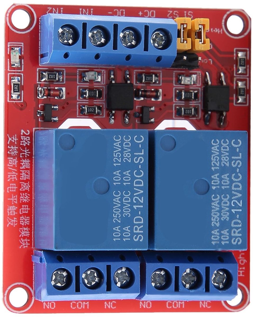 Dailygoods - Dailygoody - 2-Kanaals Relaismodule - 12V Trigger - Hoge en Lage Niveau Trigger - Compact formaat - Optocoupler Isolatie - Voor Elektronische Toe