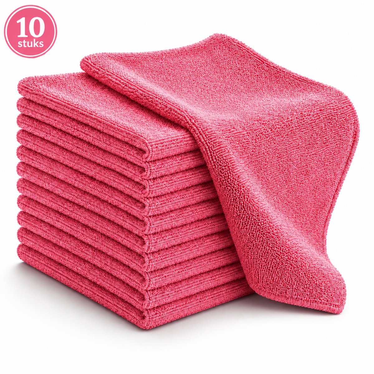 NaturaSterk Schoonmaakdoekjes Microvezeldoekjes – 15 Stuks – Roze – 40 x 40 cm – 340 g/m² – Wasbare Herbruikbare Poetsdoeken voor Keuken Badkamer Glas Kantoor Horeca Auto