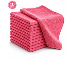 NaturaSterk Schoonmaakdoekjes Microvezeldoekjes – 10 Stuks – Roze – 40 x 40 cm – 340 g/m² – Wasbare Herbruikbare Poetsdoeken voor Keuken Badkamer Glas Kantoor Horeca Auto