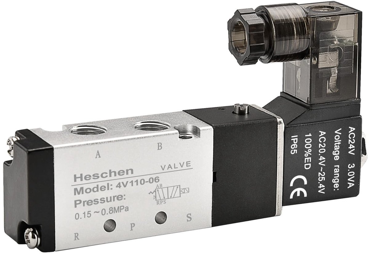 Dailygoods - Dailygoody - Pneumatische Solenoïdeklep - Elektrisch Ventiel - Compact Formaat - 5 Poorten - 2 Positie - Geschikt voor Pneumatische Systemen - Model 4..