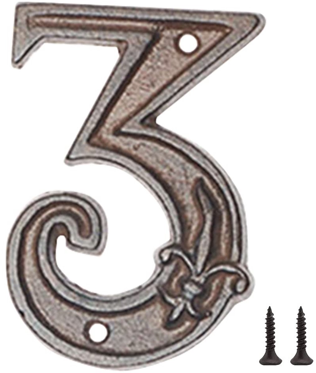 Dailygoody - Metalen huisnummer - Retro stijl - Duurzaam en sterk - 4.7 inch - Adresnummer voor brievenbus - Nummer 3 - Geschikt voor elke woning