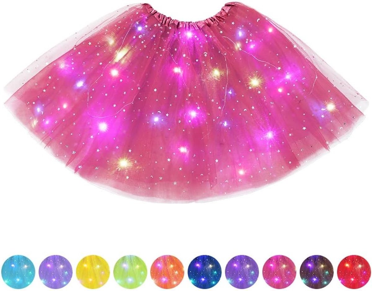 Tule tutu rok met LED verlichting voor volwassenen, perfect voor ballet, Halloween en carnaval feestjes, elastische dansoutfit voor dames