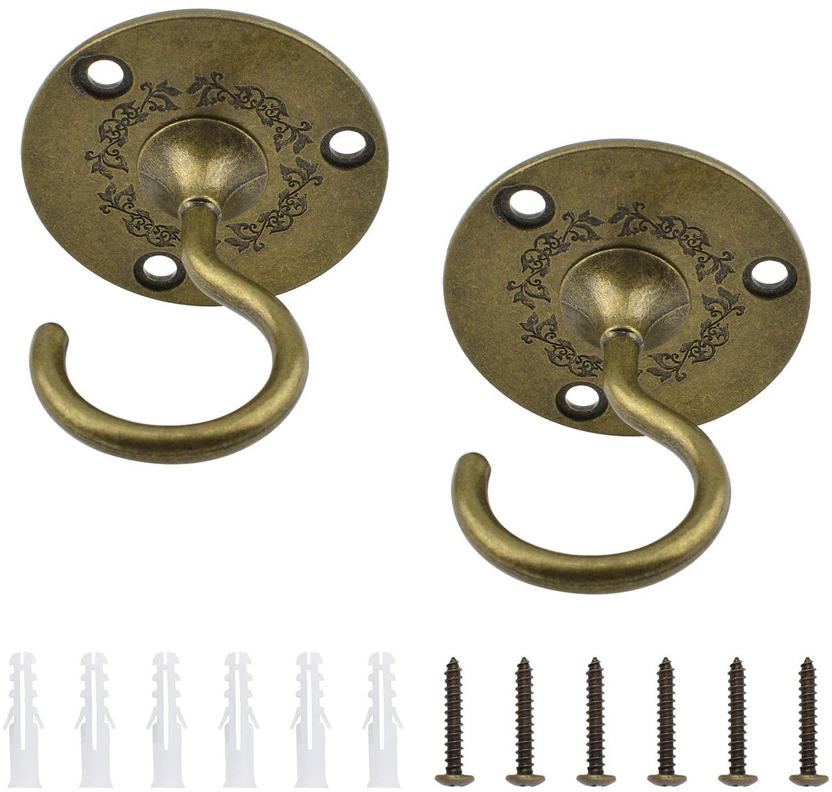 Dailygoods - Dailygoody - Wandmontage Plafondhaken - Antiek - Stevige Kroonluchter Haken - Hangplanten - Duurzaam en stijlvol - Geschikt voor hout, gipsplaat, gips...