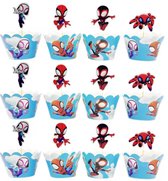 Spiderman Cupcake Decoratie & Wrappers – 12 sets (24 stuks)